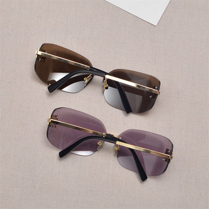 Rimless Gold-Tone Shield Sunglasses