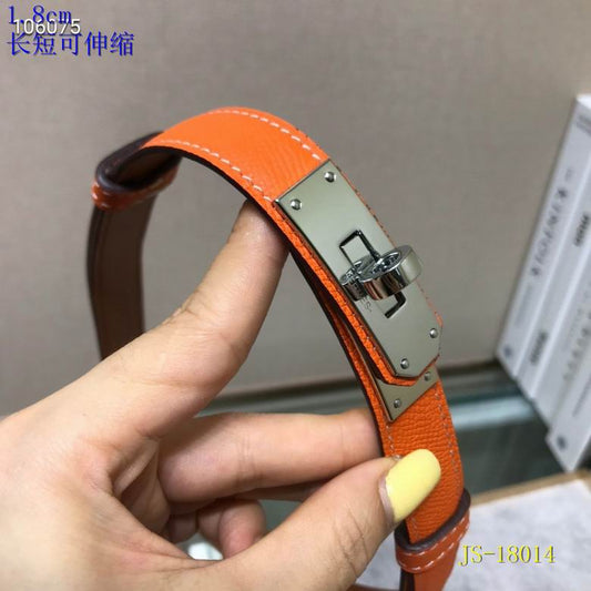Orange Adjustable Leather Belt 18MM