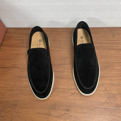 Black Suede Slip-On Loafers